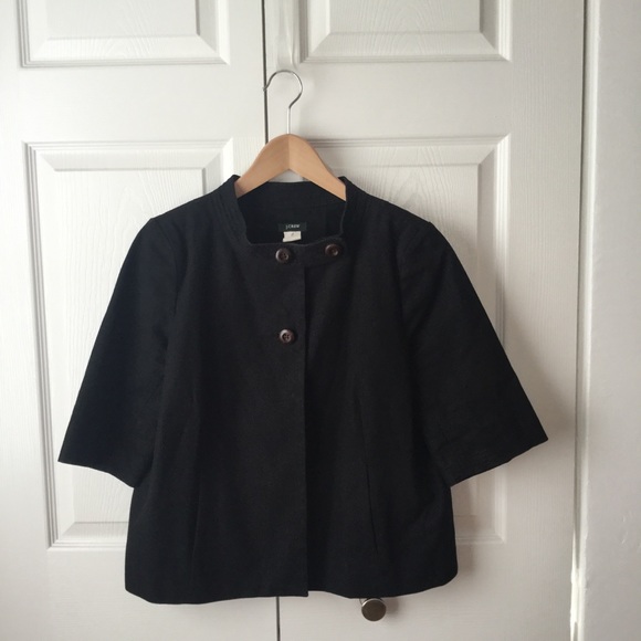 J. Crew Black San Telmo Canvas Swing Cropped Jacke - Picture 3 of 10